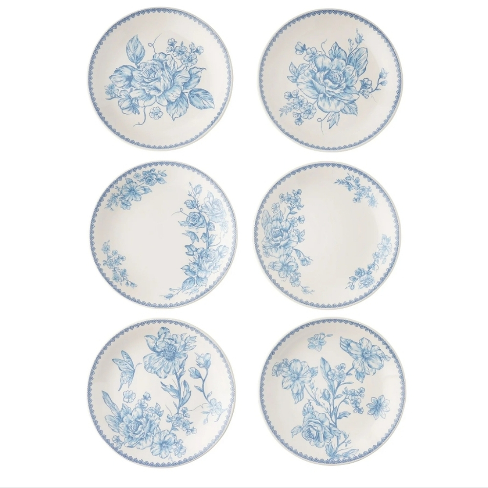 ❤️ New 2025 The Pioneer Woman Agatha Blue Appetizer 6 Piece Set